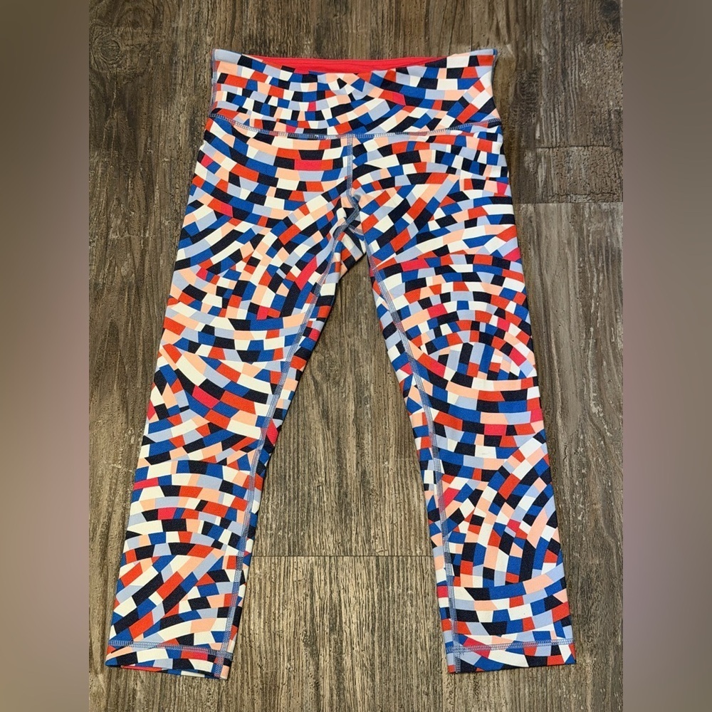 Lululemon Wunder Under Capoeira Mosaic Multicolor Crop Leggings Sz 6